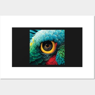 Parrot Eye in Brightly Coloured Plumage Posters and Art
